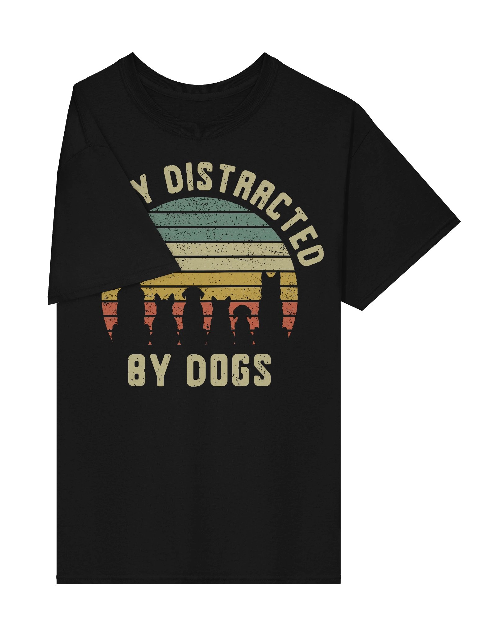 Easily Distracted By Dogs Sunset Retro T-Shirt product image (4)