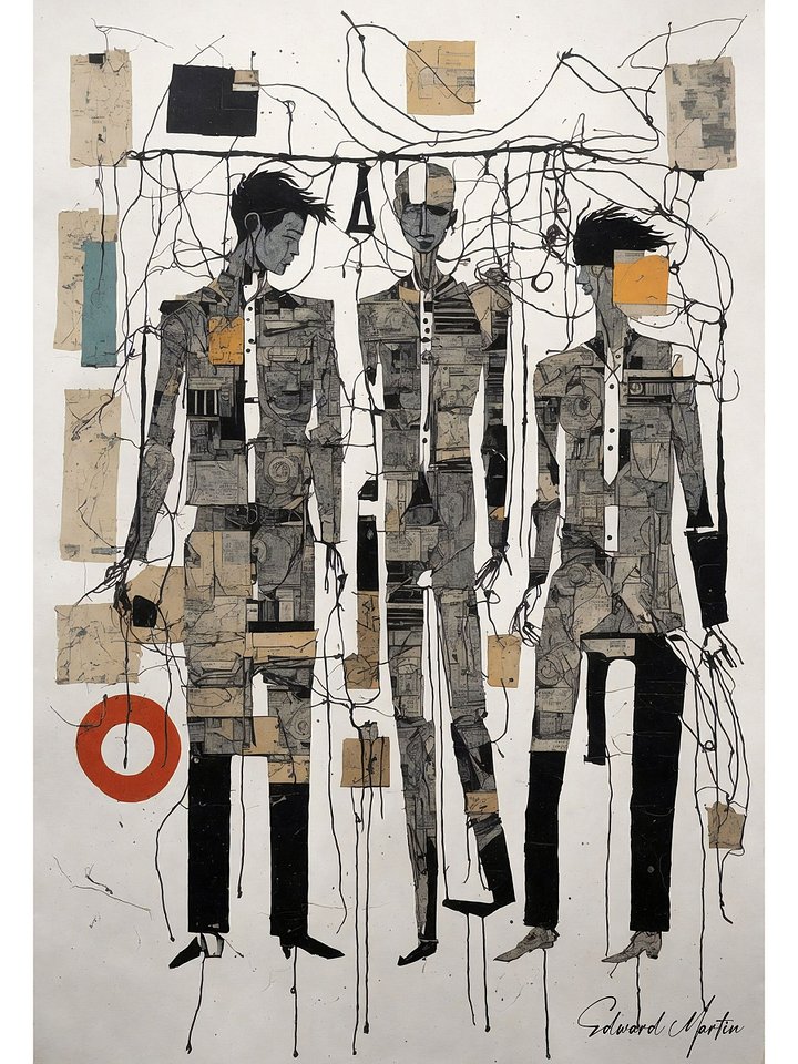 'l'homme no.04' by Edward Martin-Abstract Collage Trio Poster product image (1)