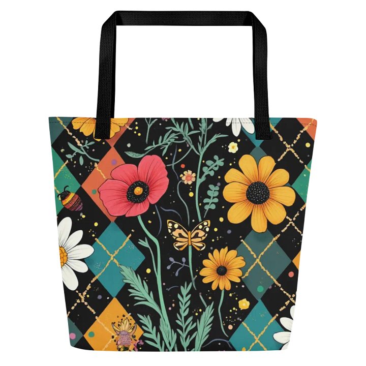 Blossoms Floral Tote Bag With Pocket #713 product image (1)