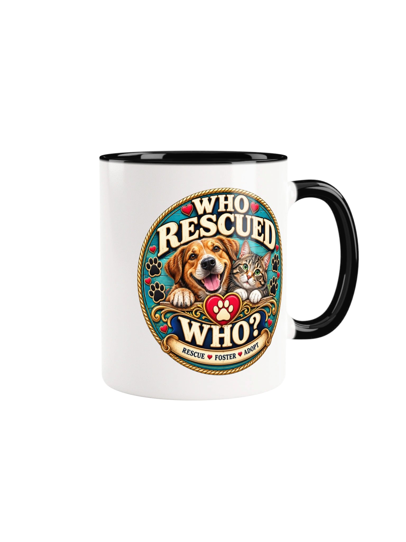 Who Rescued Who? Rescue Pet Two Color Mug product image (1)