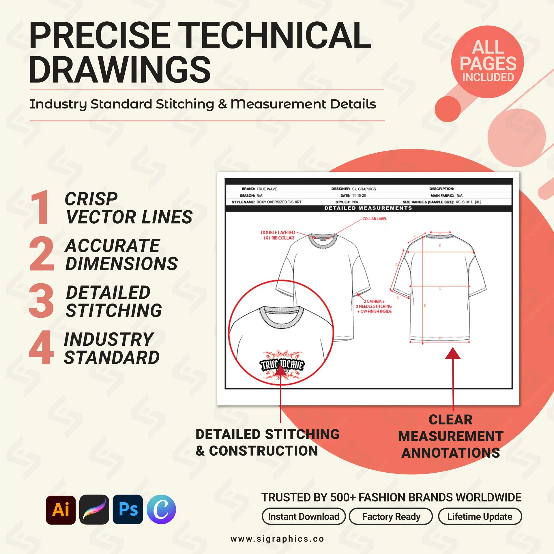 Boxy Oversized T-Shirt Tech Pack Template product image (5)
