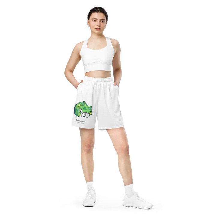 Sleeping Chloe • All-Over Print Recycled Unisex Mesh Shorts (White) product image (2)