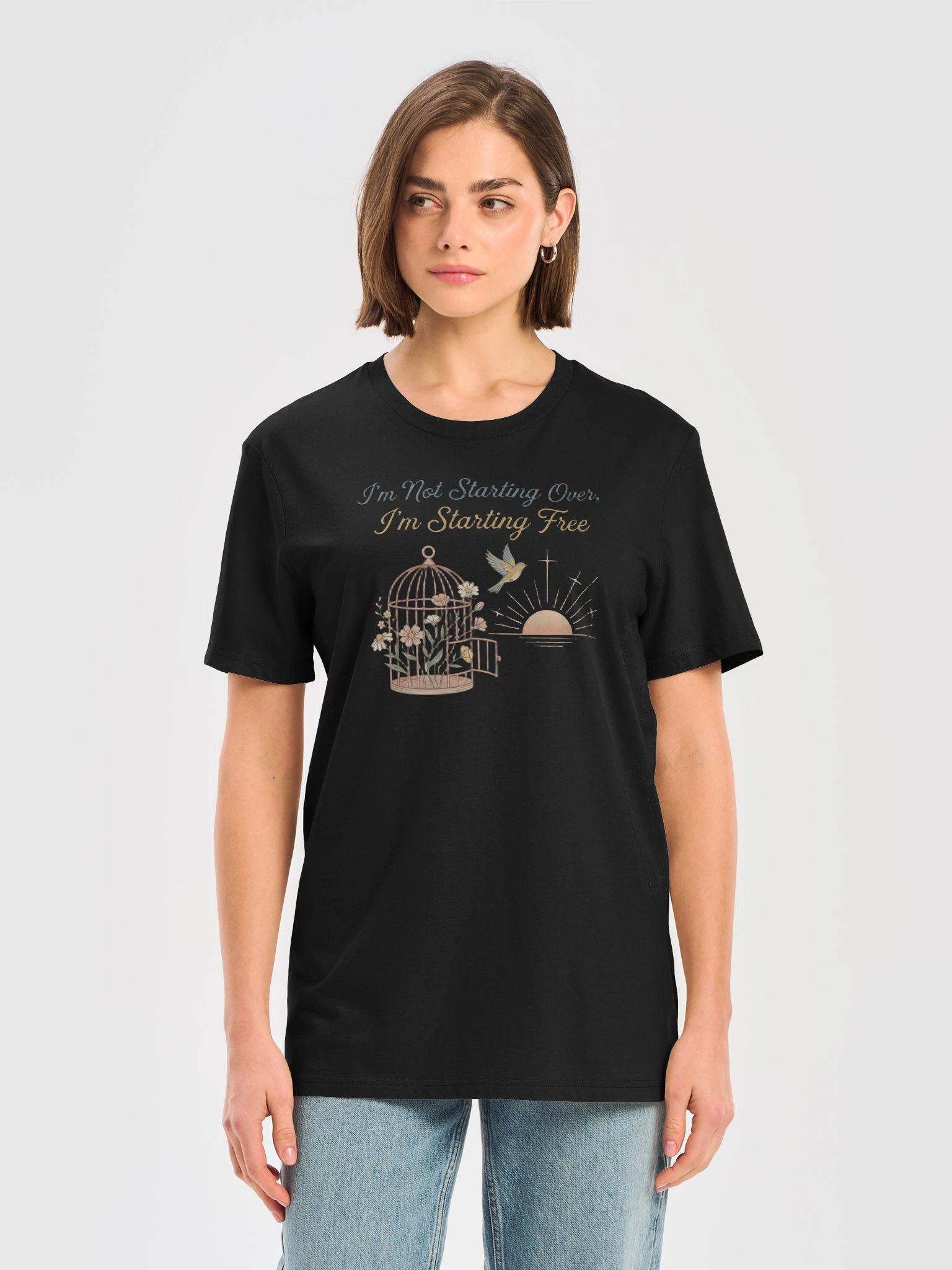 I’m Not Starting Over I’m Starting Free Organic T-Shirt, Stanley Stella Women’s Second Act Tee, Freedom Graphic Shirt, Inspirational Midlife Gift product image (2)