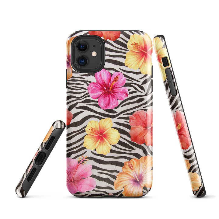 zebra hibiscus i phone case product image (1)
