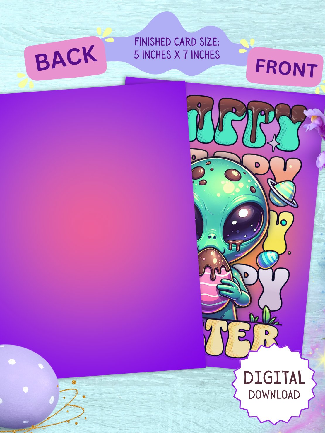 Happy Alien Extraterrestrial Easter Holiday Card product image (2)