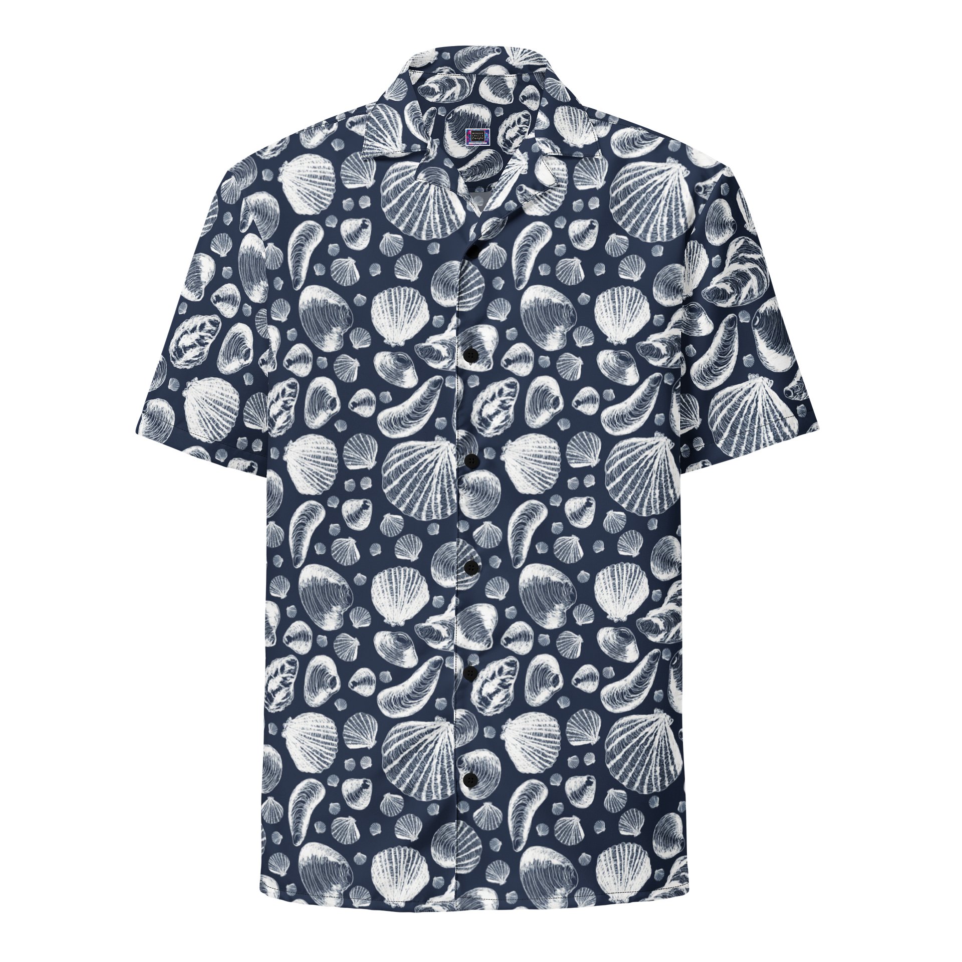 Men's | New England Tidal Treasures | White on Navy | Hawaiian Shirt | Vibrant Coastal Style product image (1)