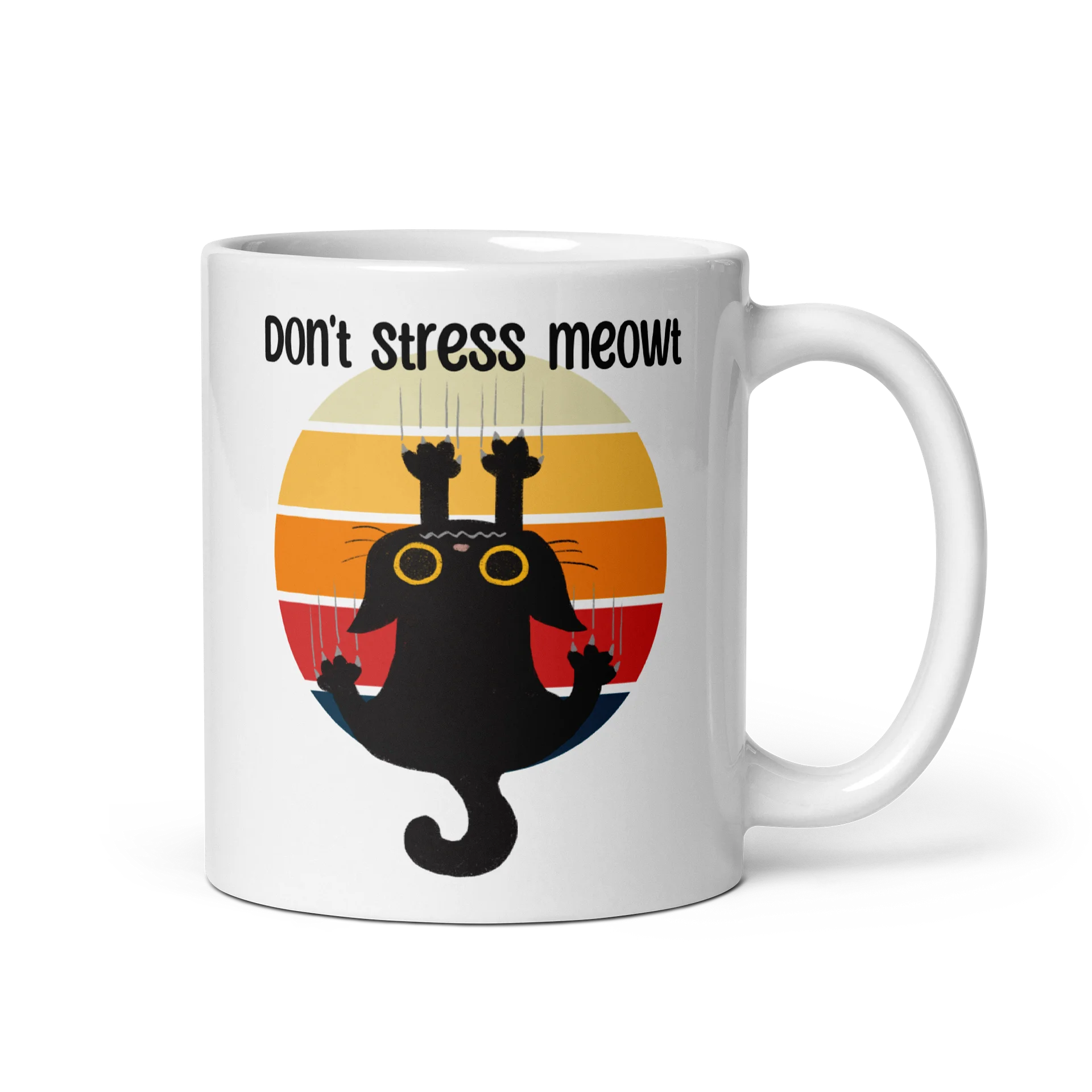 Sunset Cat Scratch White Glossy Mug product image (2)