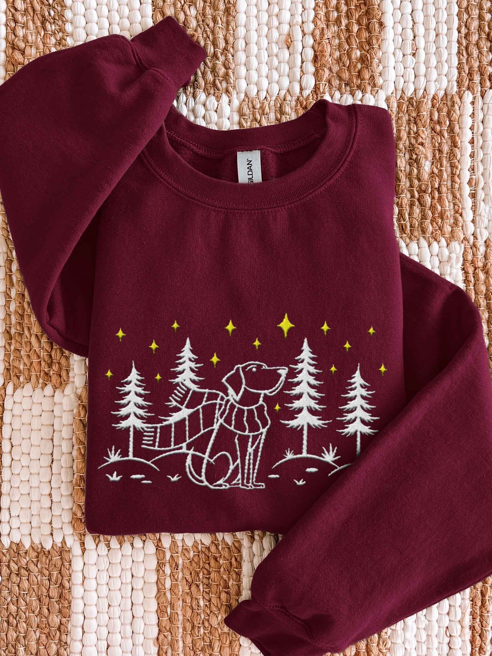 Rhodesian Ridgeback Winter/Christmas Line Art Design Embroidered Sweatshirt product image (1)