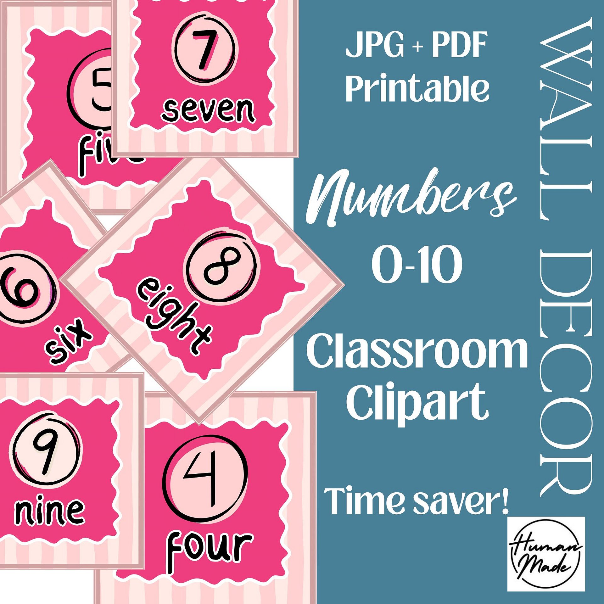 Classroom Wall Numbers 0-10 Printable Pink Grandmillennial / Coquette Decor product image (1)