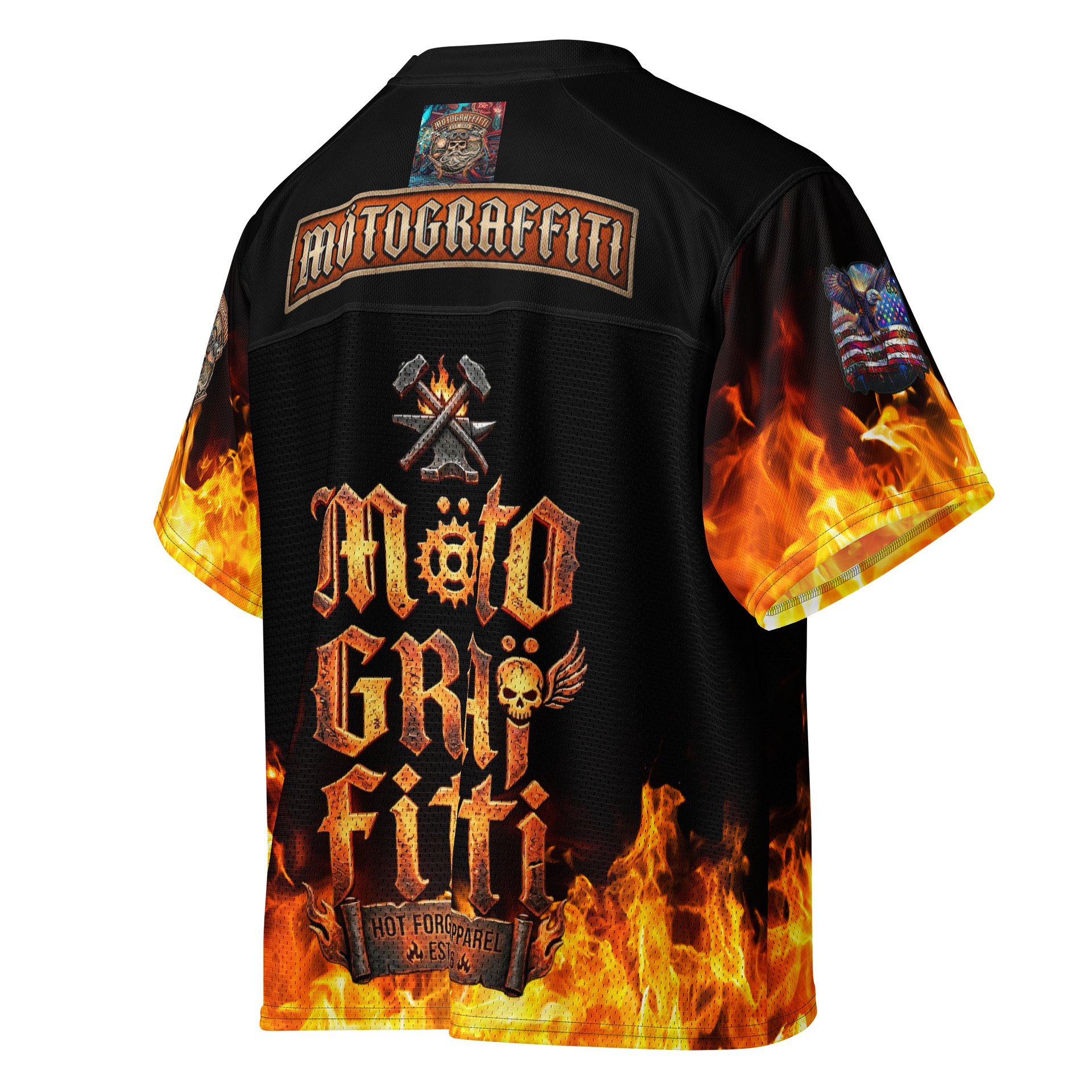 MötoGraffitti Fiery Forge All-Over Boxy Football Jersey product image (4)