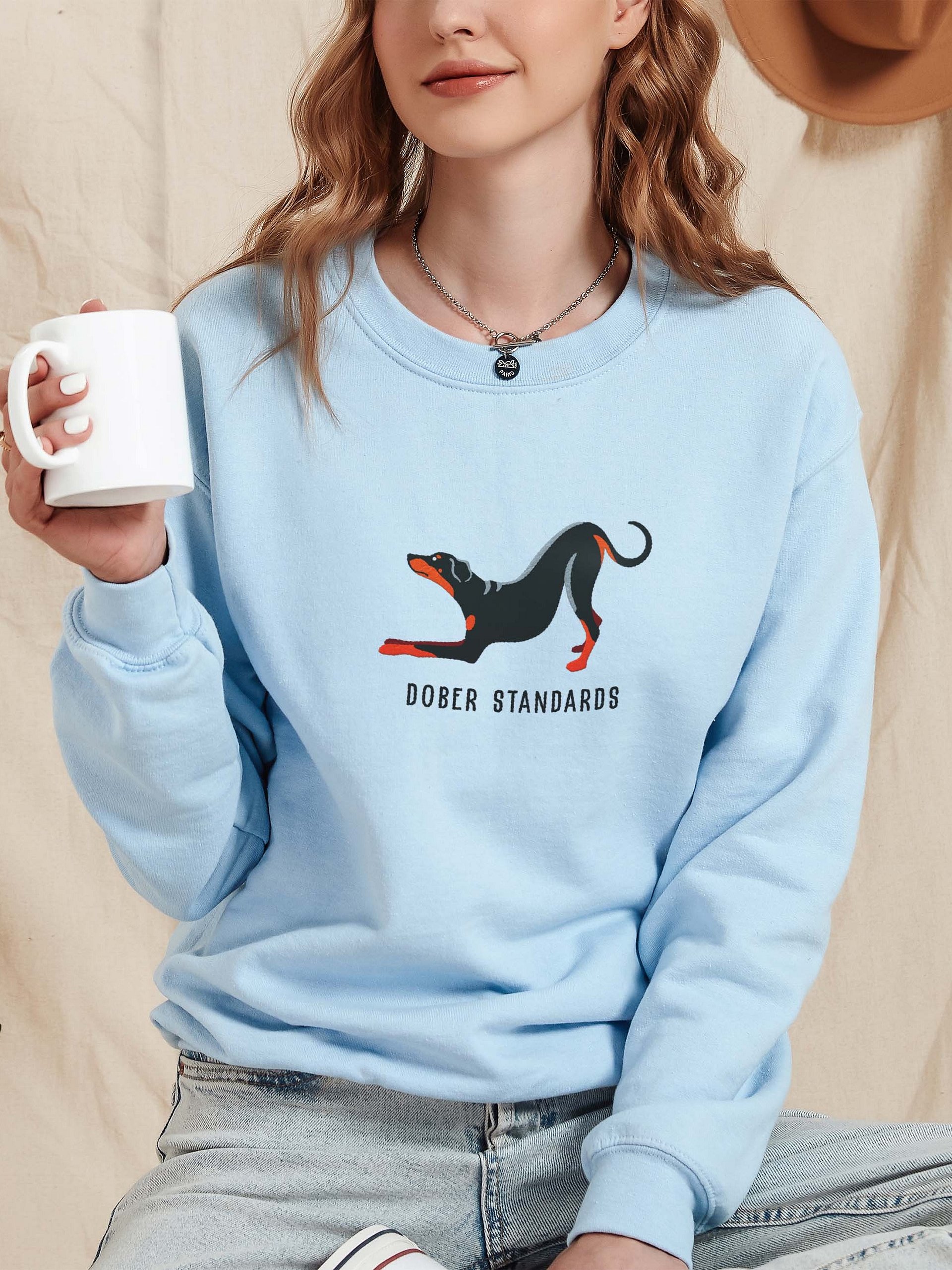 Dober Standards Sweatshirt (Embroidered) of a Doberman Pinscher(Full Tail & Ears) product image (2)