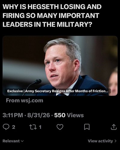 Yes, current Army Secretary Daniel P. Driscoll was appointed and nominated by President Donald Trump