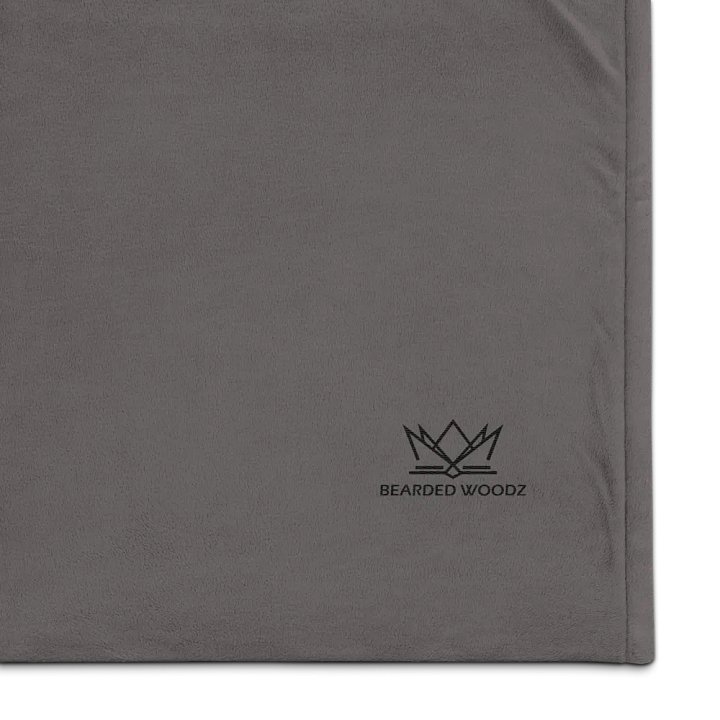 Bearded Woodz Embroider Sherpa Blanket (Grey/ Black) product image (1)