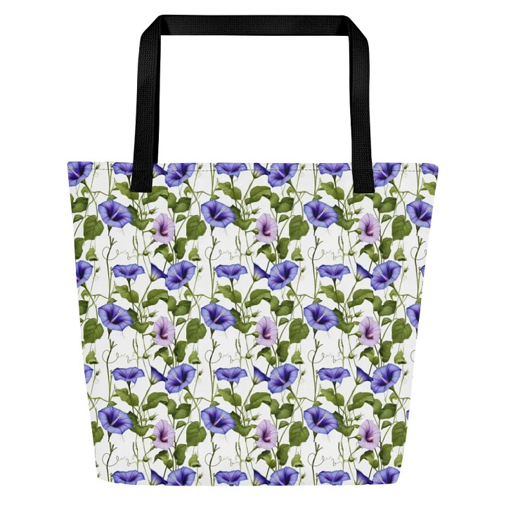 White with Morning Glory All Over Print Tote Bag product image (1)