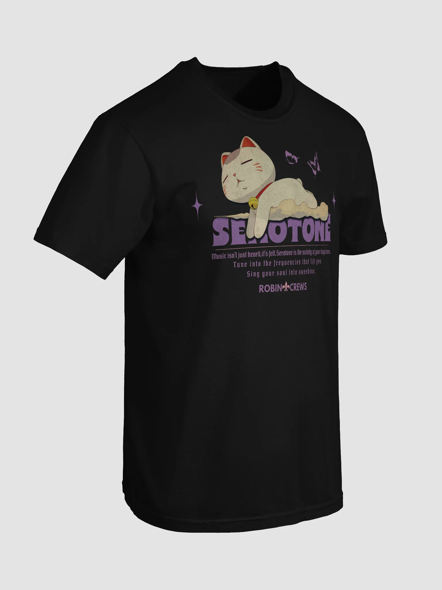 Trendy Purple Graphic T Shirt Serotonin Mood Cat Tee product image (5)