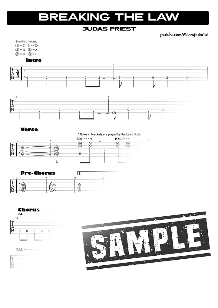 Breaking the Law | PDF Tab + Guitar Pro | Judas Priest product image (2)
