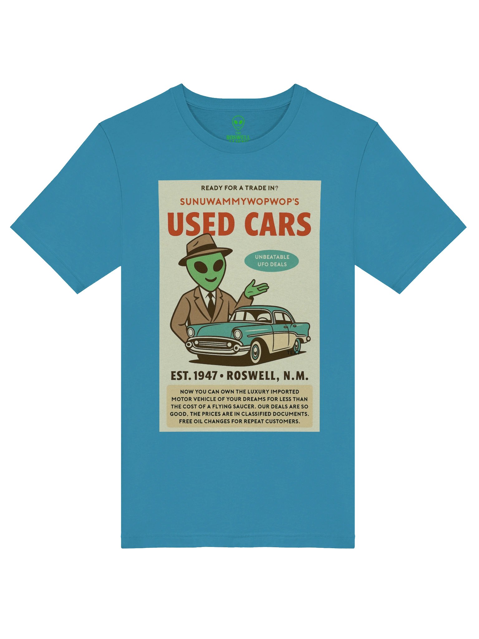 Used Car Dealership Roswell Aliens 1950's Retro Concert Tee Fit Unisex T-Shirt product image (17)