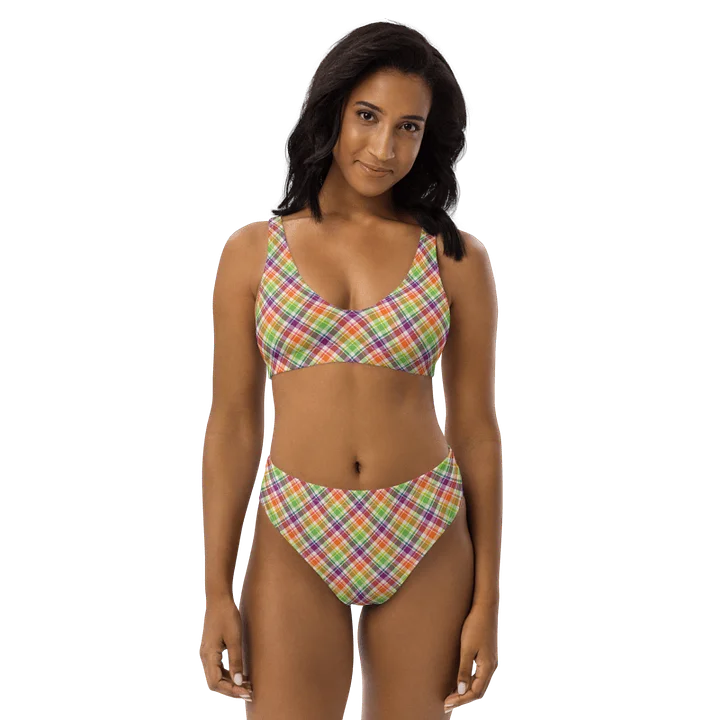 Purple, Orange, and Lime Green Plaid Bikini product image (1)