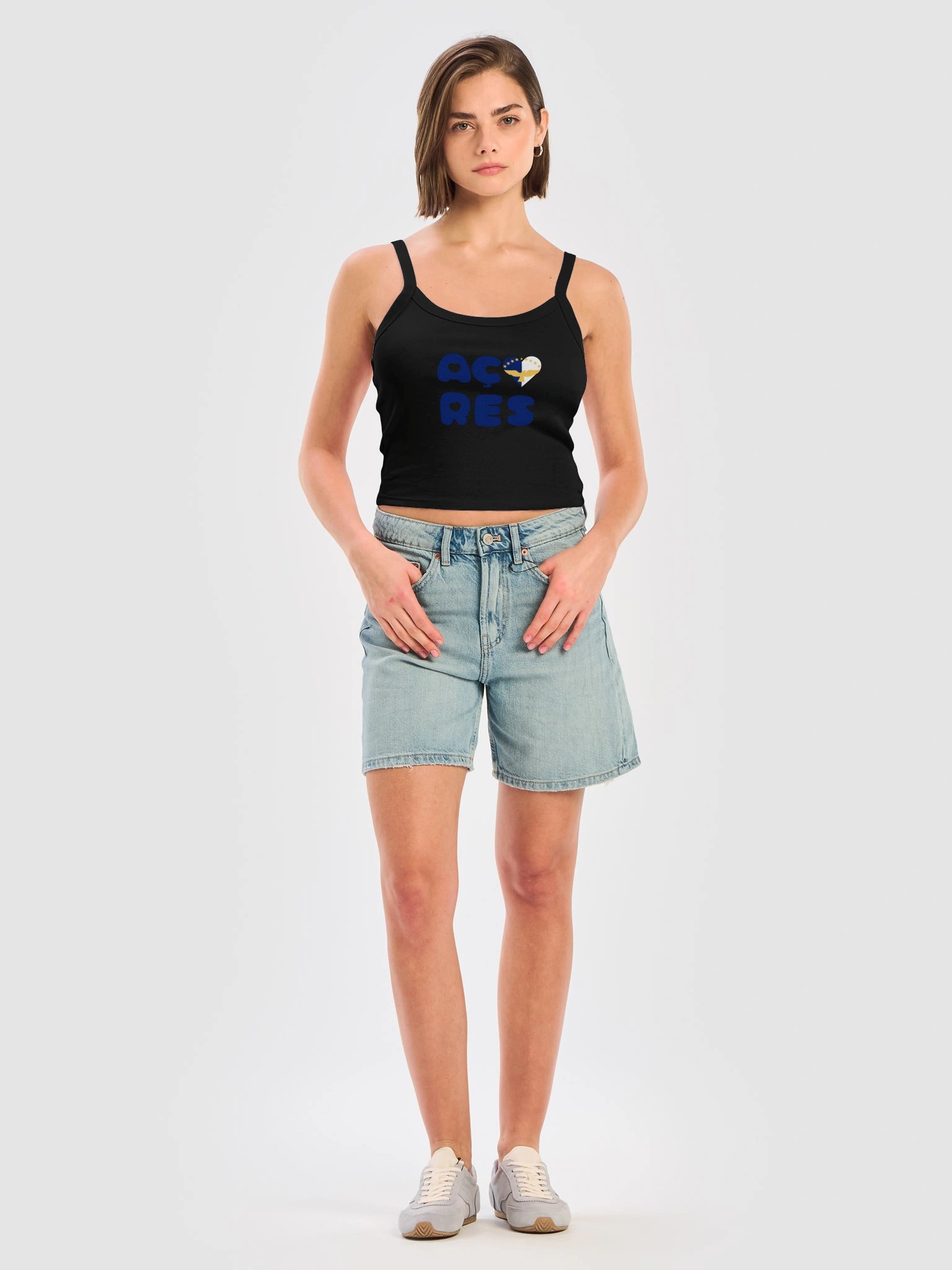 azores hearts (blue text) strappy tank top product image (5)