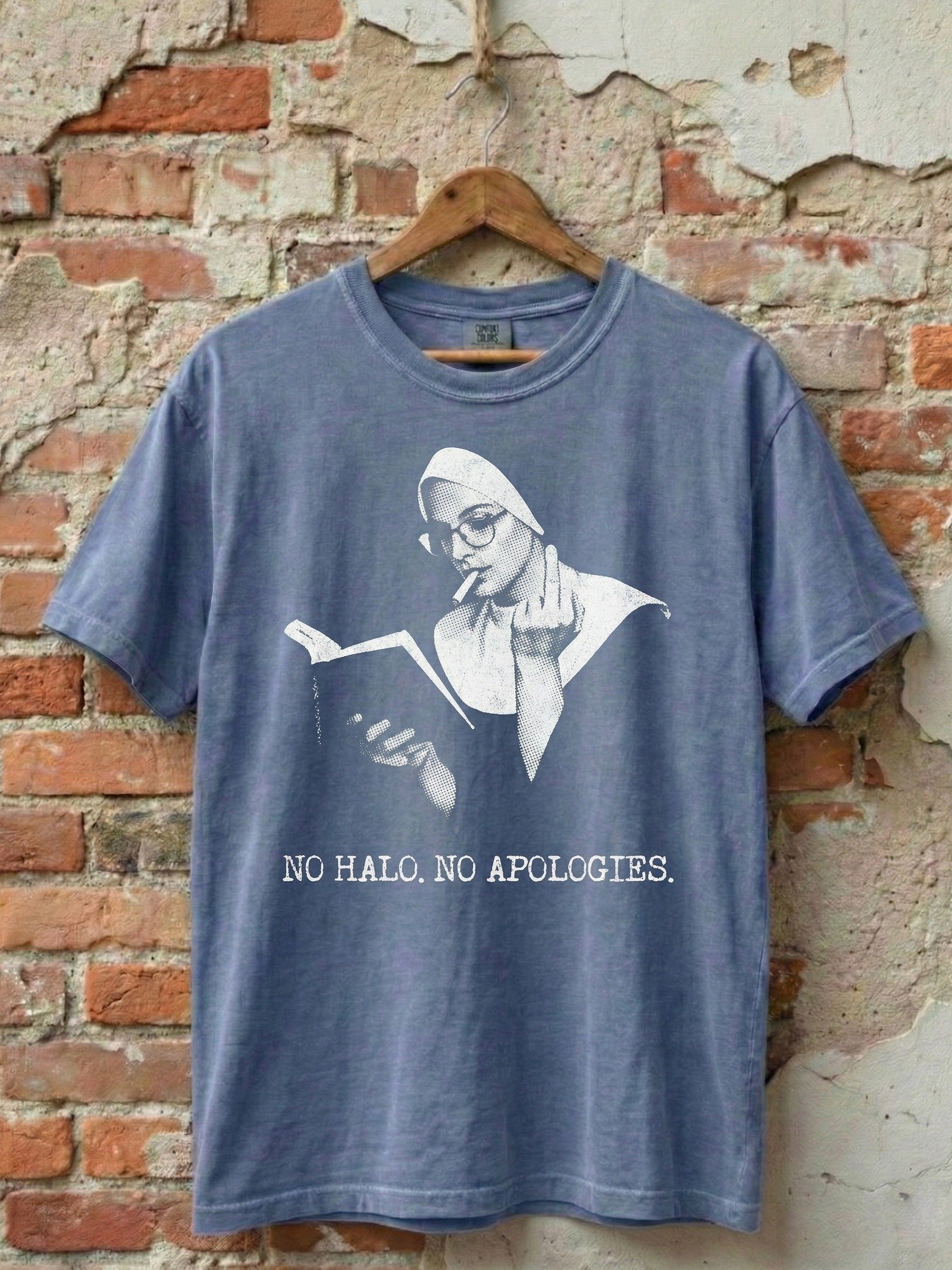 "No Halo. No Apologies. / Nun" // Heavyweight Vintage Tee product image (1)