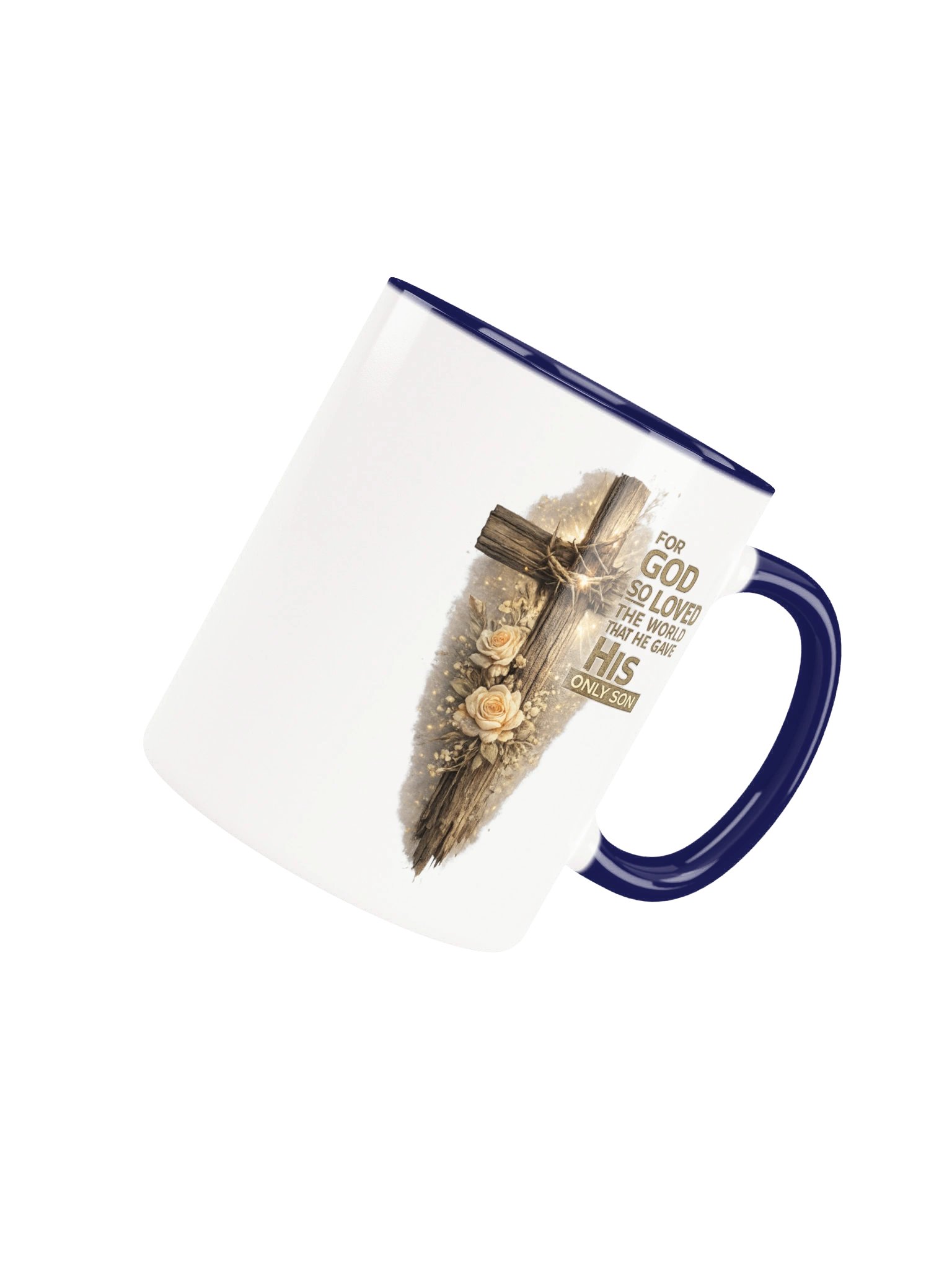 For God So Loved the World That He Gave His Only Son Christian Coffee Mug | John 3:16 Wooden Cross Scripture Mug | Kingdom Life Co. product image (5)