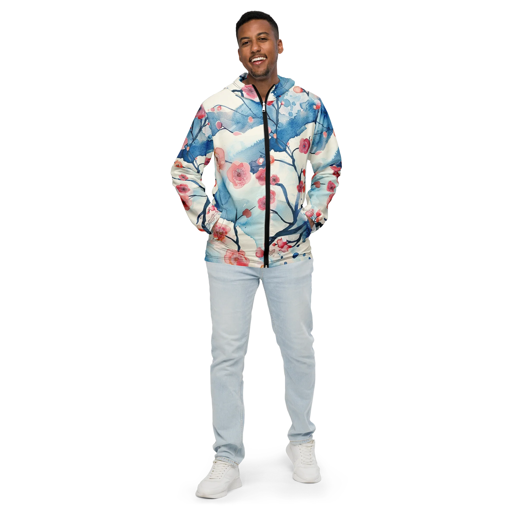 Sakura Sky Waterproof Windbreaker - Lightweight Packable Hooded Jacket product image (1)