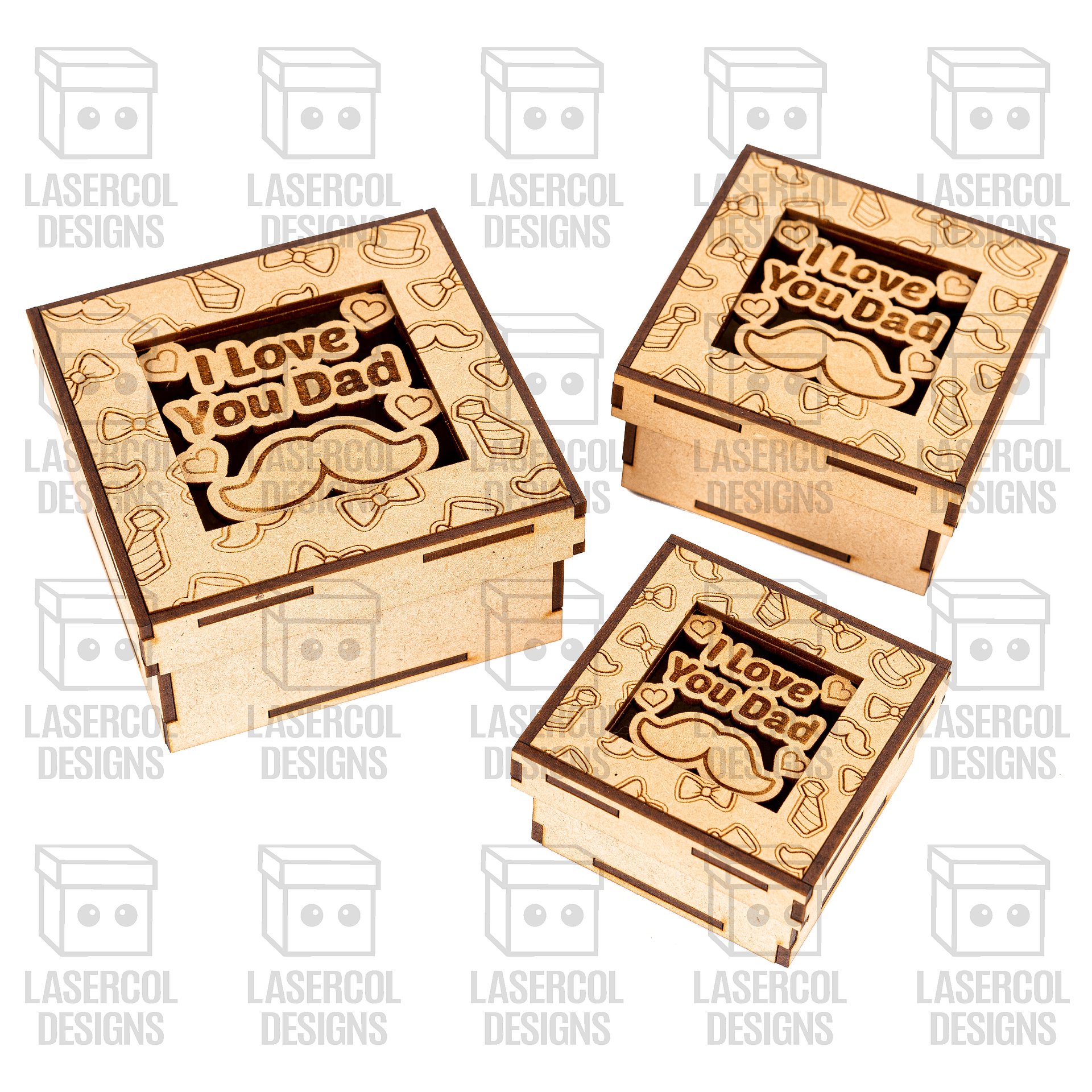 Father's Day Gift Boxes Set 1 (3 Sizes, 5 Styles) - Laser Cut Files product image (10)