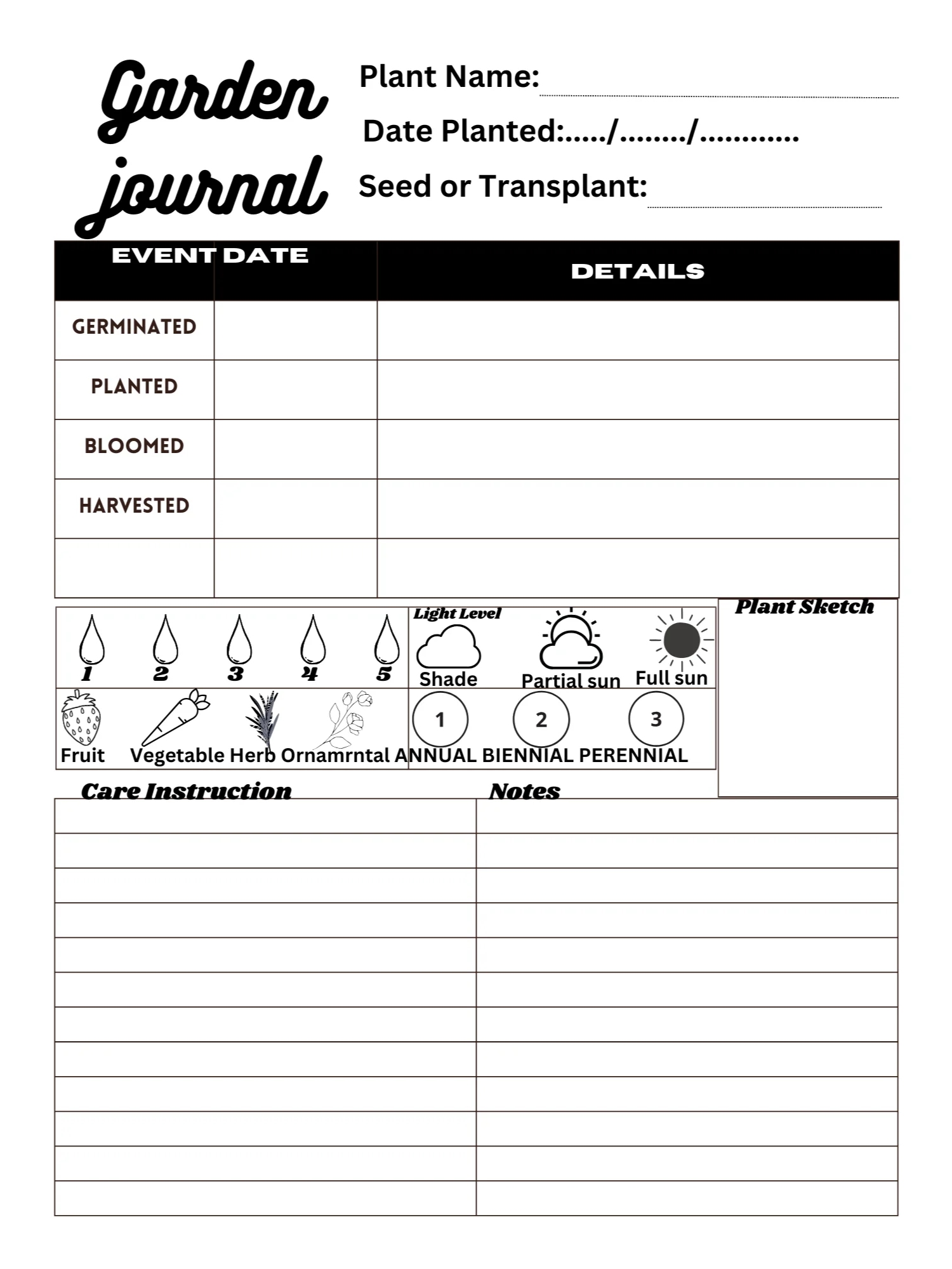 Garden Guardian: A Logbook for Watering, Weeding & Care" "The Daily Dig: Maintenance Logbook for a Thriving Garden" "Tend the Garden: A Record Book for Routin product image (1)