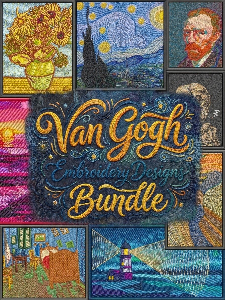Van Gogh & Fine Art Embroidery Bundle – 5 Iconic Masterpieces | Instant Digital Download product image (1)
