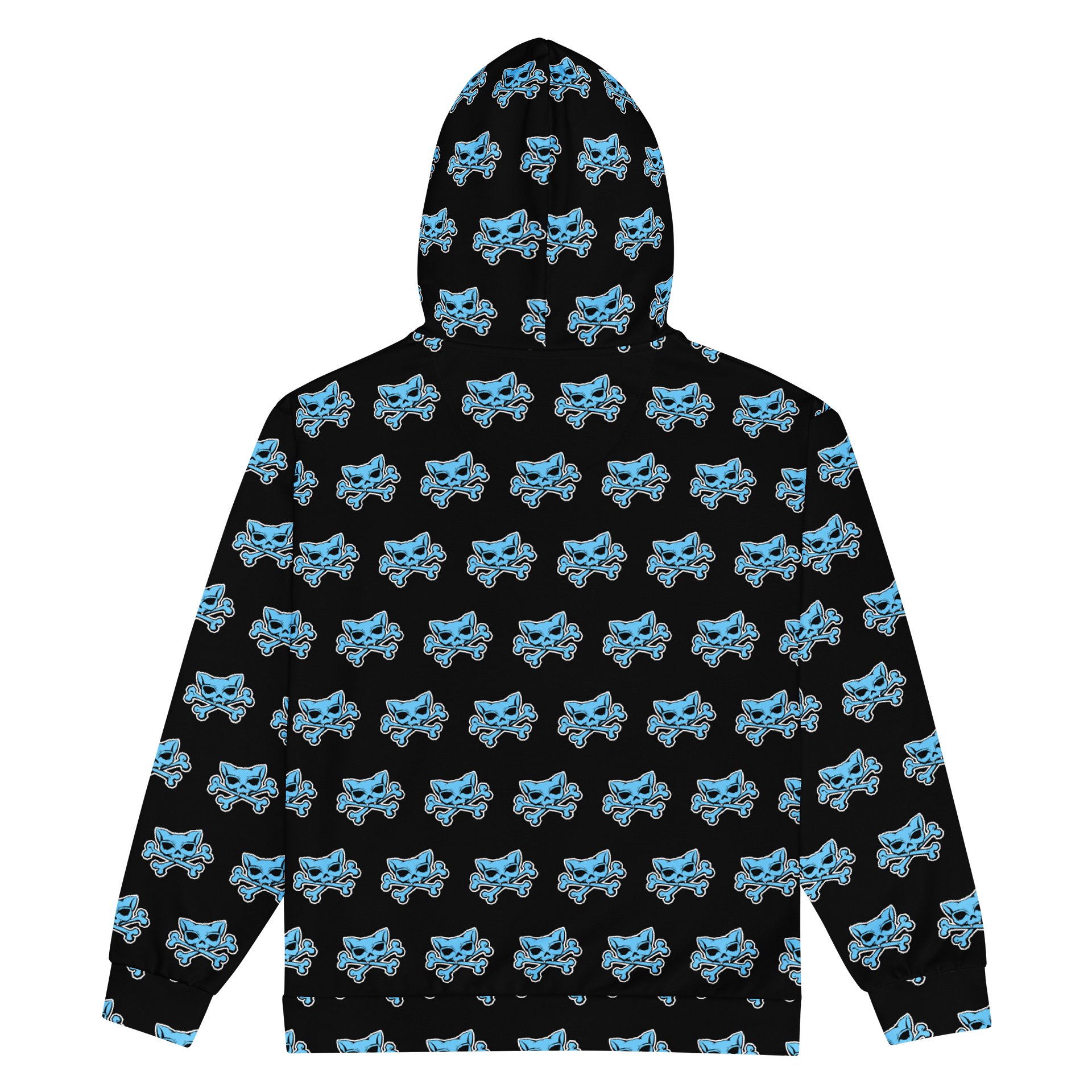 (Dark Mode) Blue Kat Skull Zip Hoodie product image (2)