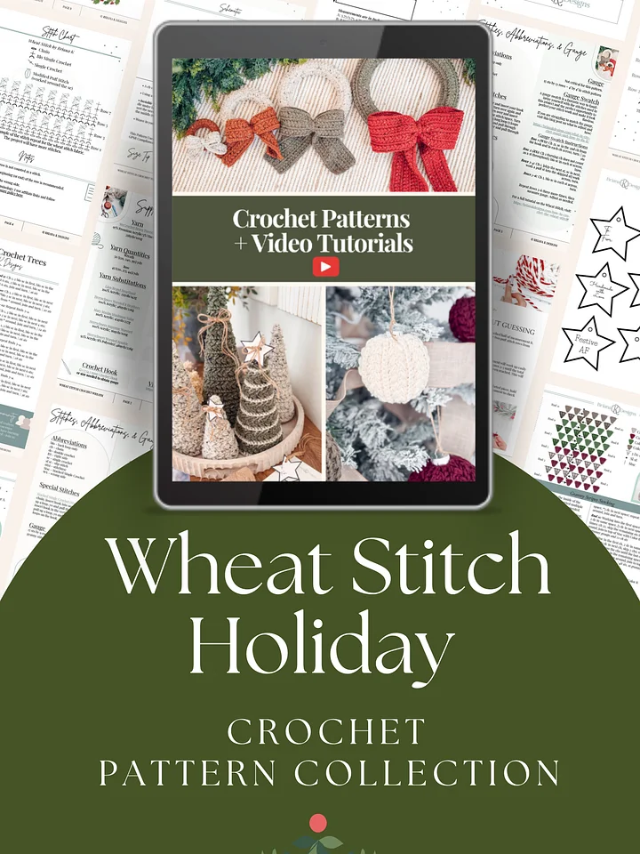 🎄🔔 Wheat Stitch™ Holiday Decor Bundle: Ornament, Wreath & Tree Crochet Patterns product image (1)