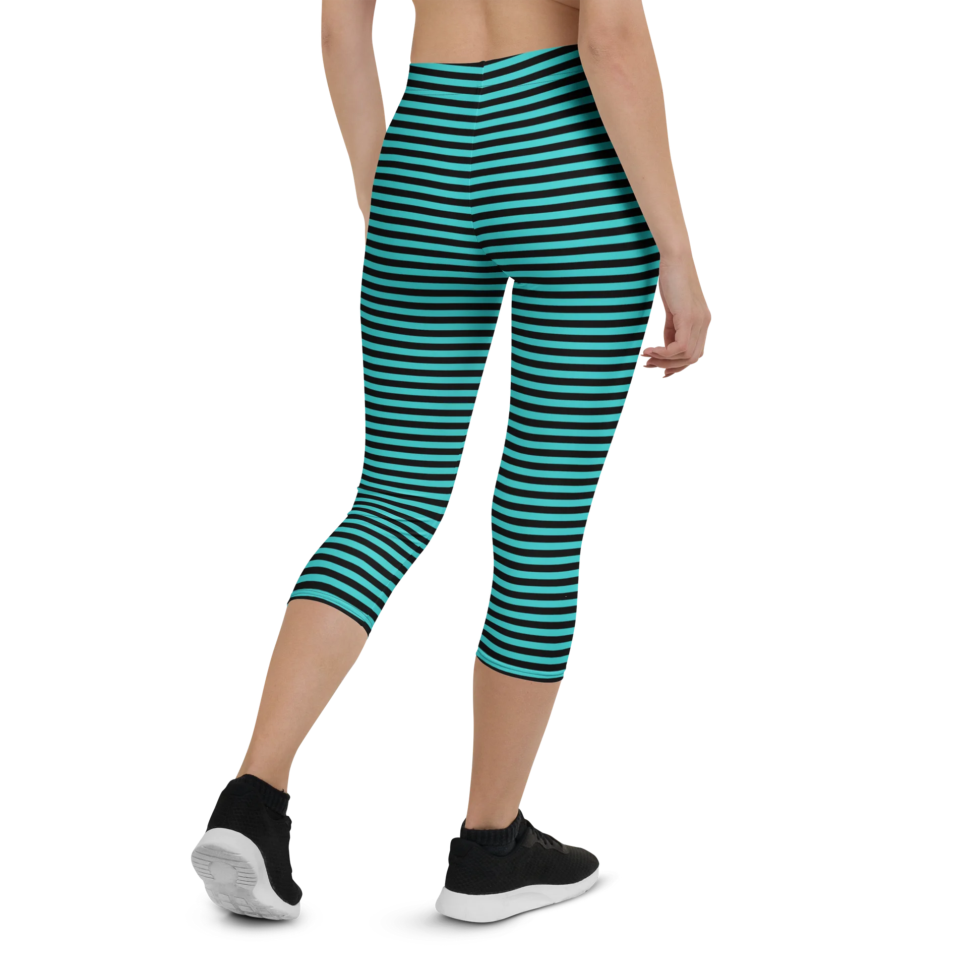 Blaque and Turquoise Stripped Capri product image (3)