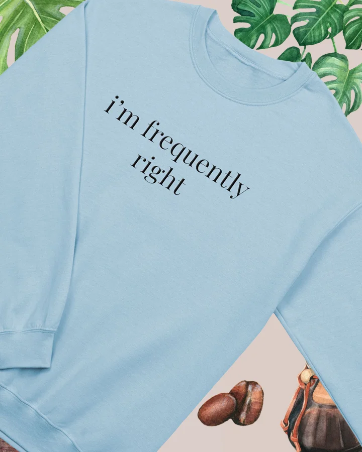 i'm frequently right - sweatshirt (black text) product image (1)