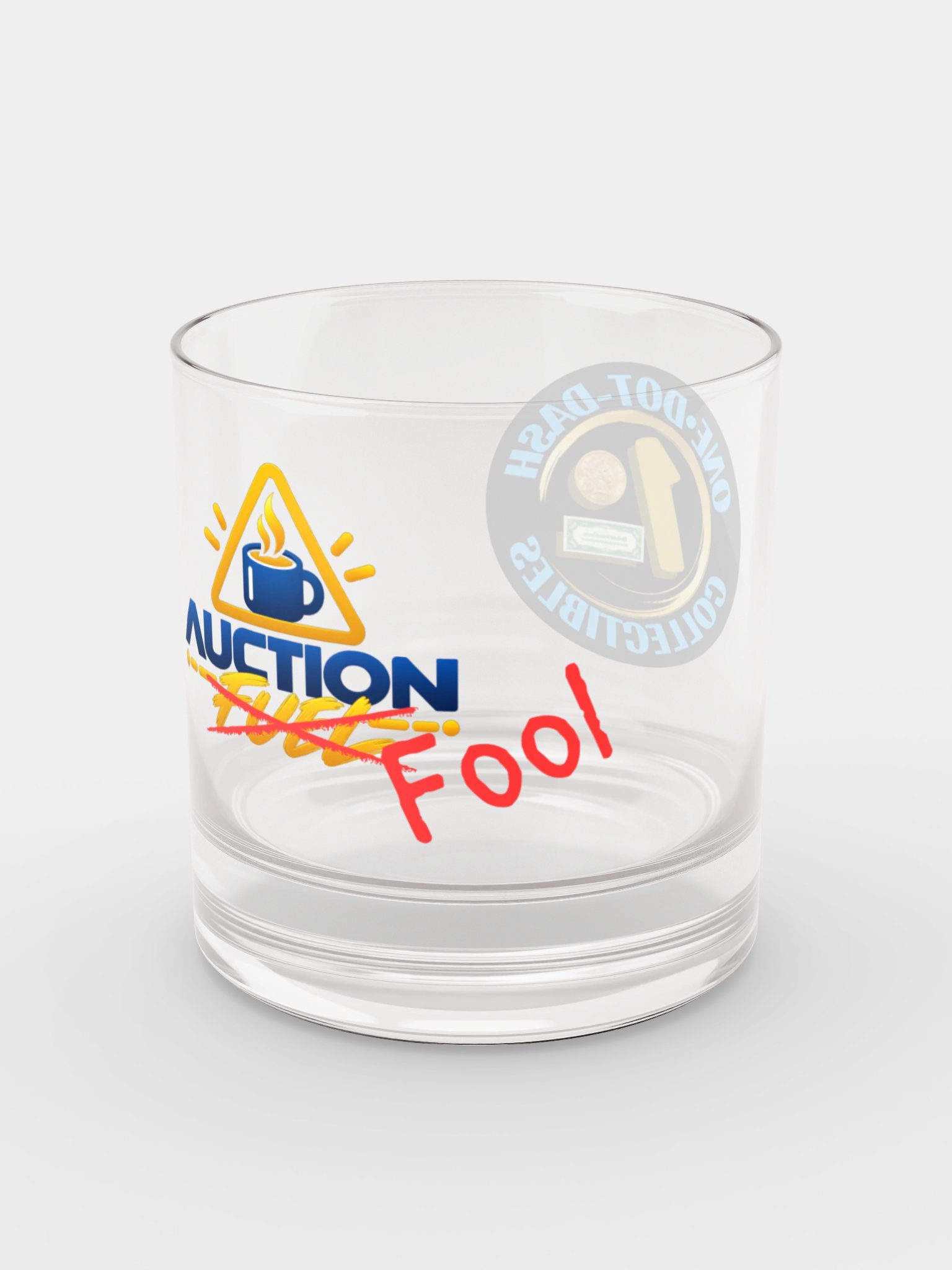 One Dot Dash Logo "Auction Fool" Rocks Glass product image (4)