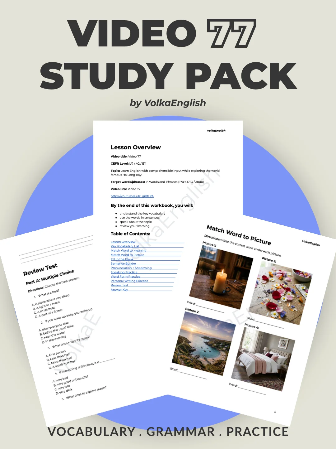 LEARN ENGLISH Comprehensible Input Vlog in Vietnam - Video 77 Study Pack product image (1)