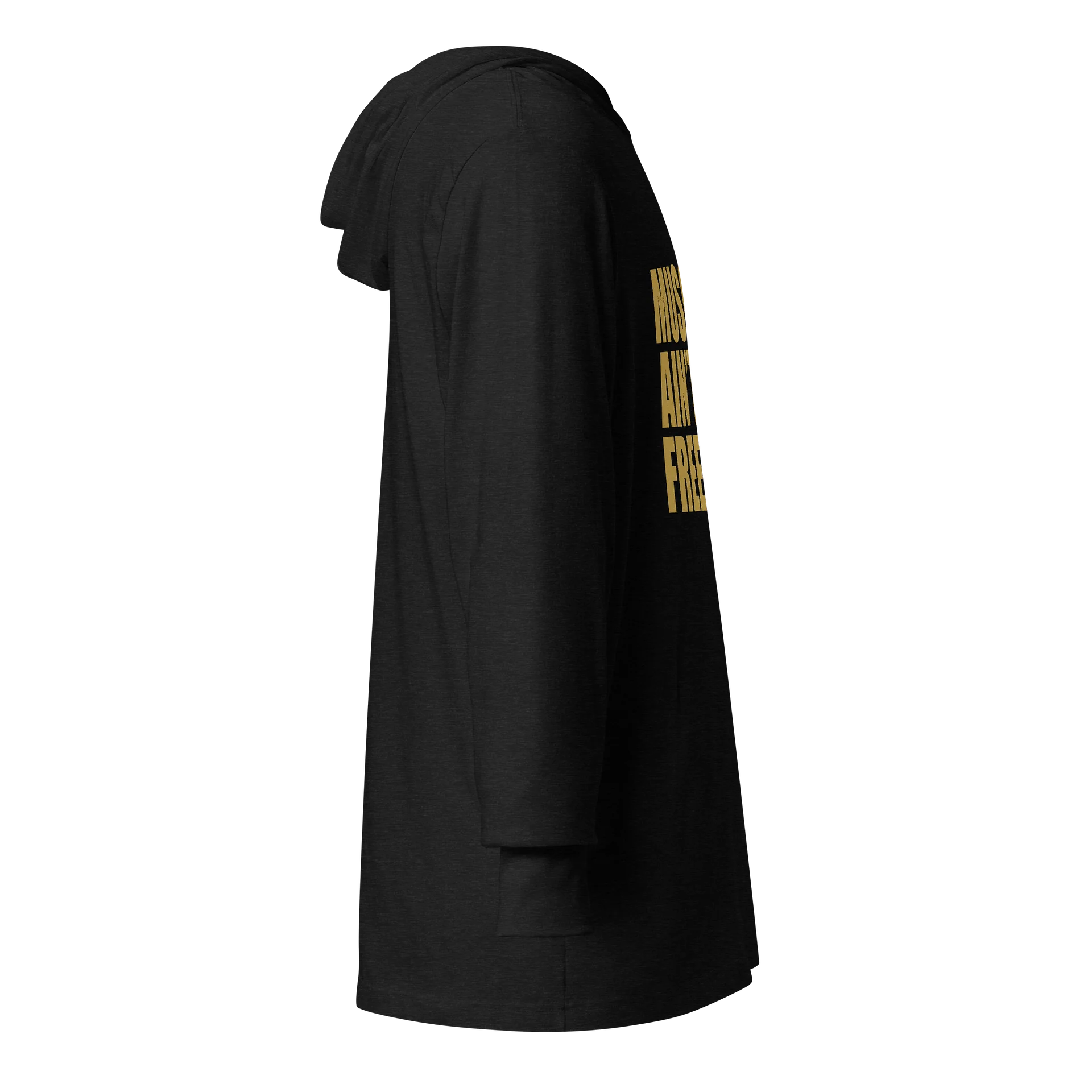 The "Muscles Ain't Free" Minimalist Gold Lightweight Hooded Tee product image (5)