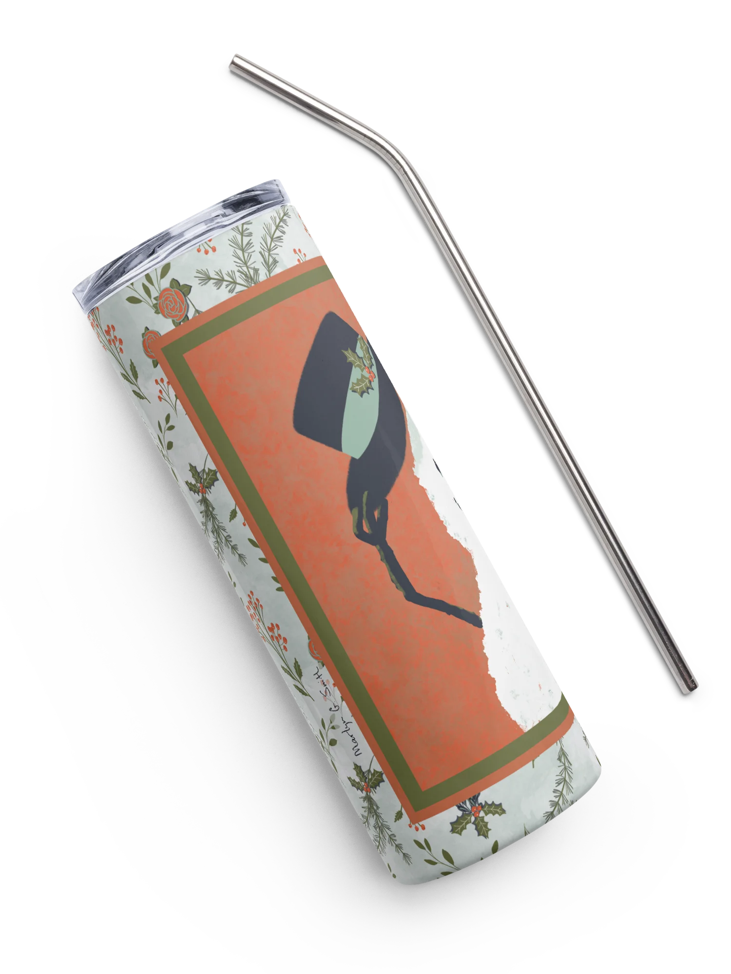 “Snowman Hello” 20-Ounce Stainless Steel Tumbler with Straw product image (3)