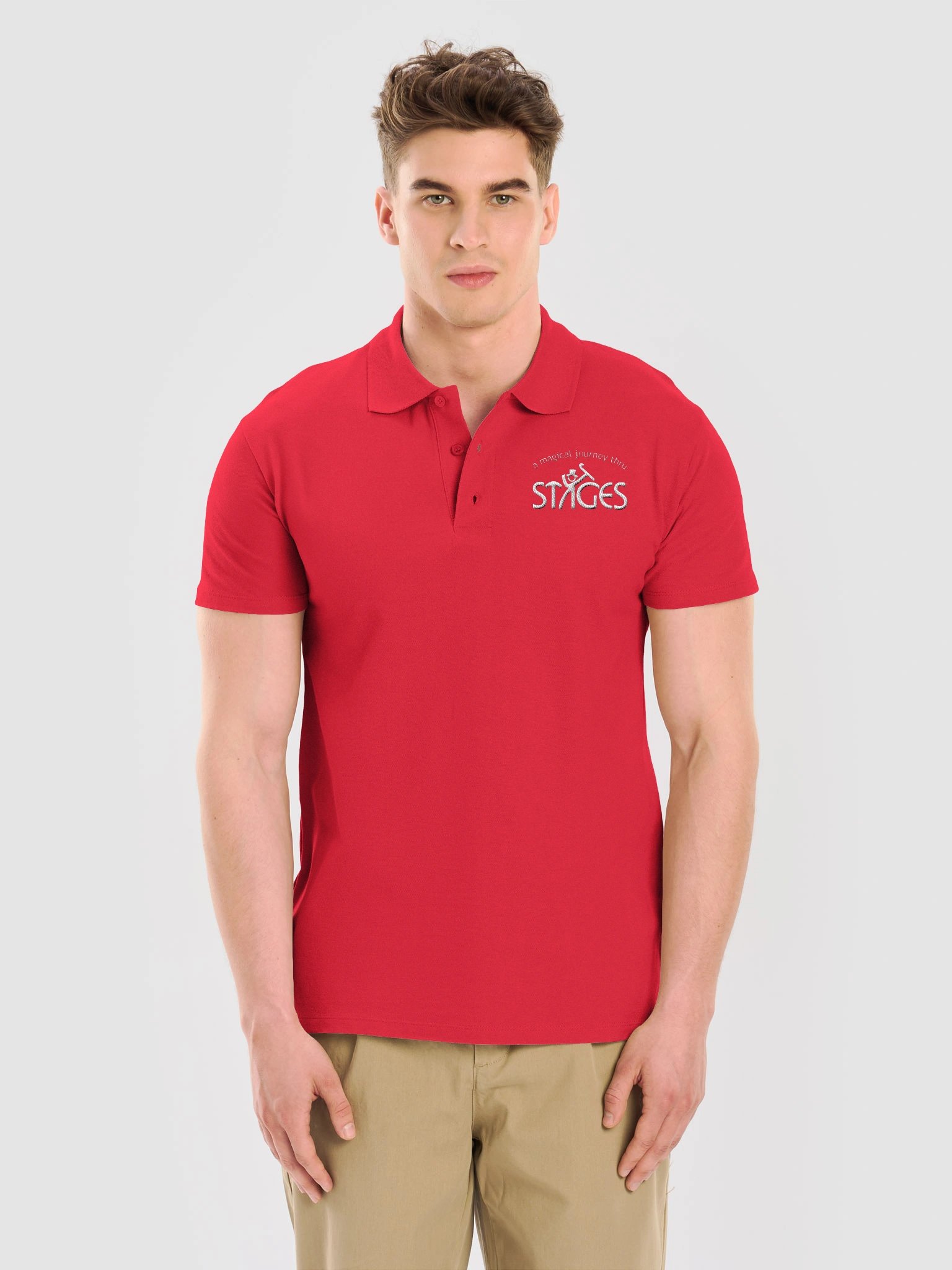Unisex Dark Polo Shirt - White Embroidered Stages Logo product image (9)