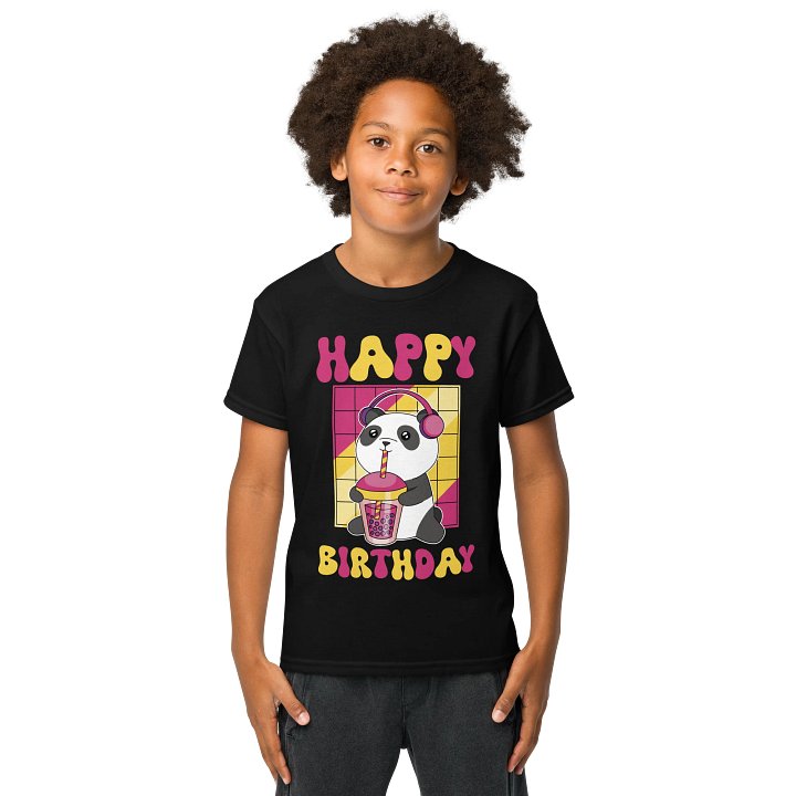 Happy Birthday (Panda With Bubble Tea) T-Shirt For Kids product image (1)