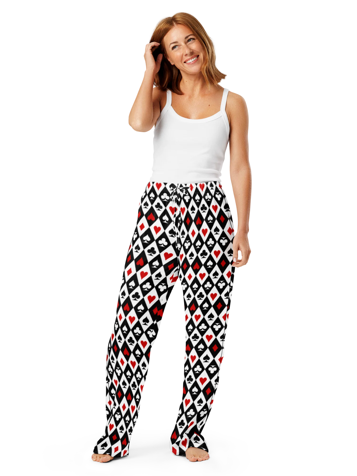 Retro Playing Card Suits Argyle All-Over Print Women's Pajama Pants product image (2)
