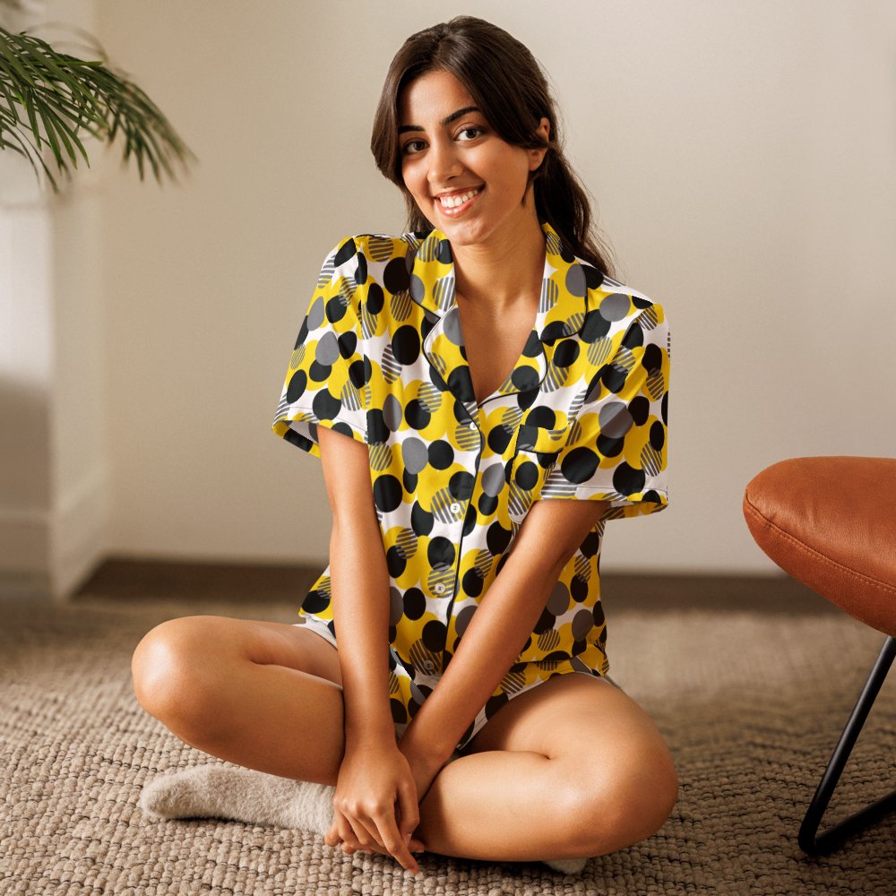 Cozy Chic Modern Geometric Polka Dot All-Over Print Women's Pajama Shirt product image (9)