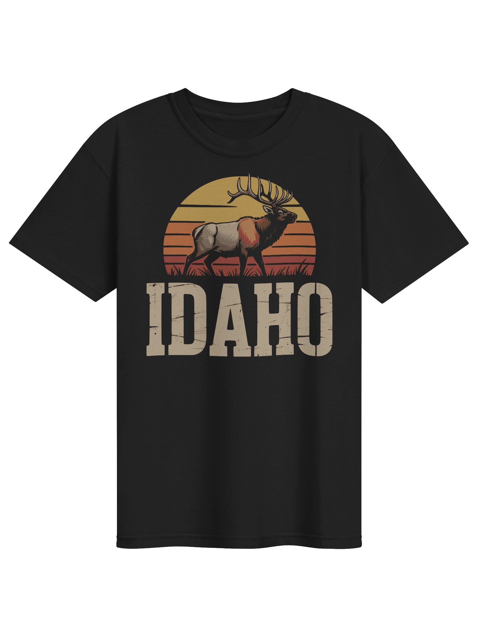 Idaho Elk Sunset T-Shirt | Vintage Mountain Wildlife Travel Tee product image (1)