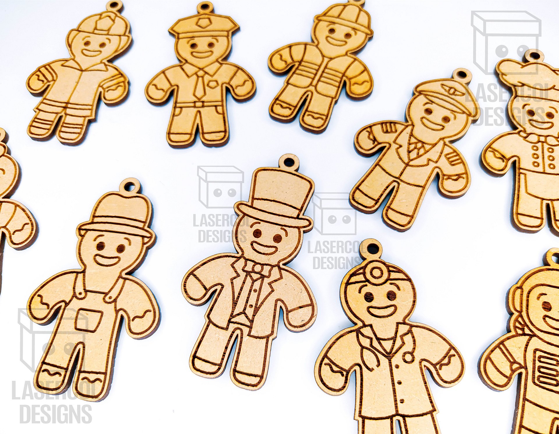 Gingerbread Cookies Christmas Ornaments Bundle - Laser Cut Files product image (2)