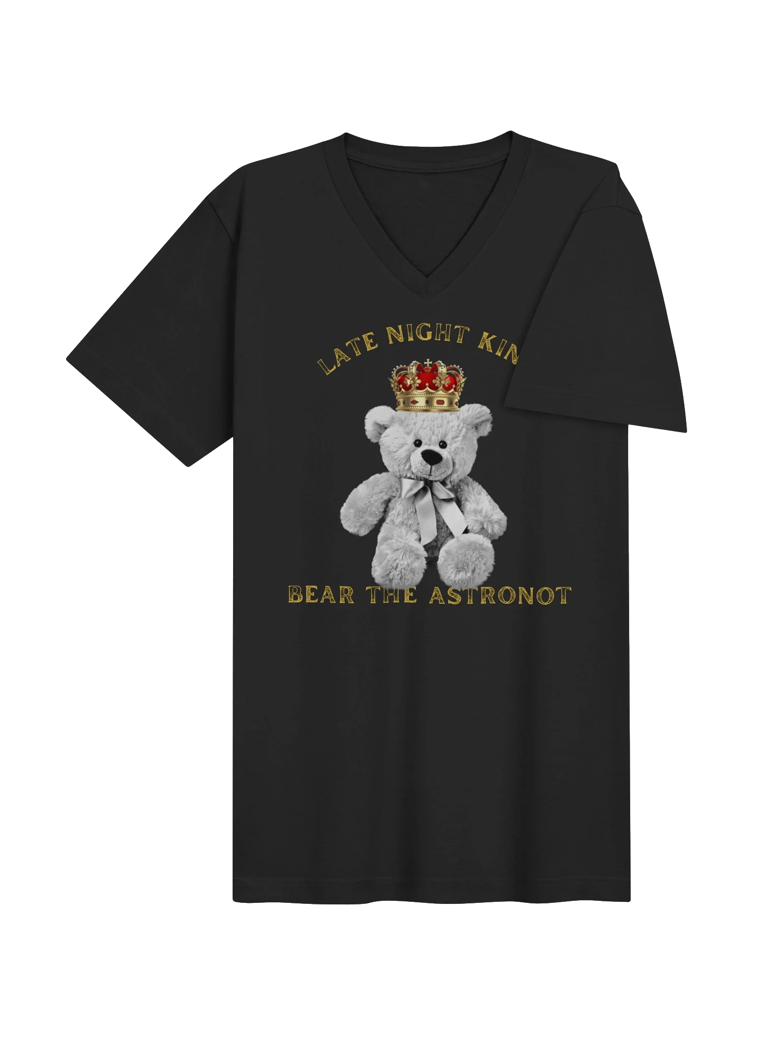 Bear the Astronot Late Night King Teddy V-Neck T-shirt