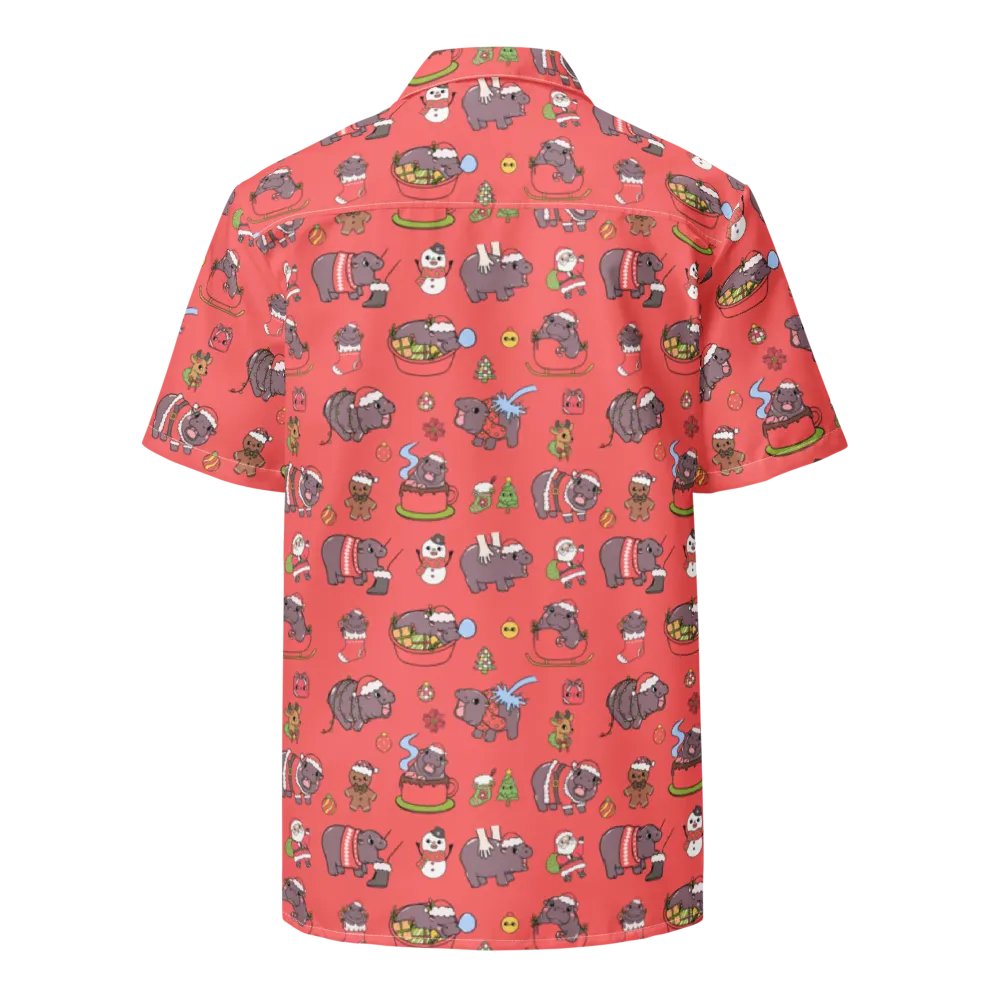 MOODENG'S RED CHRISTMAS HAWAIIAN SHIRT! product image (2)