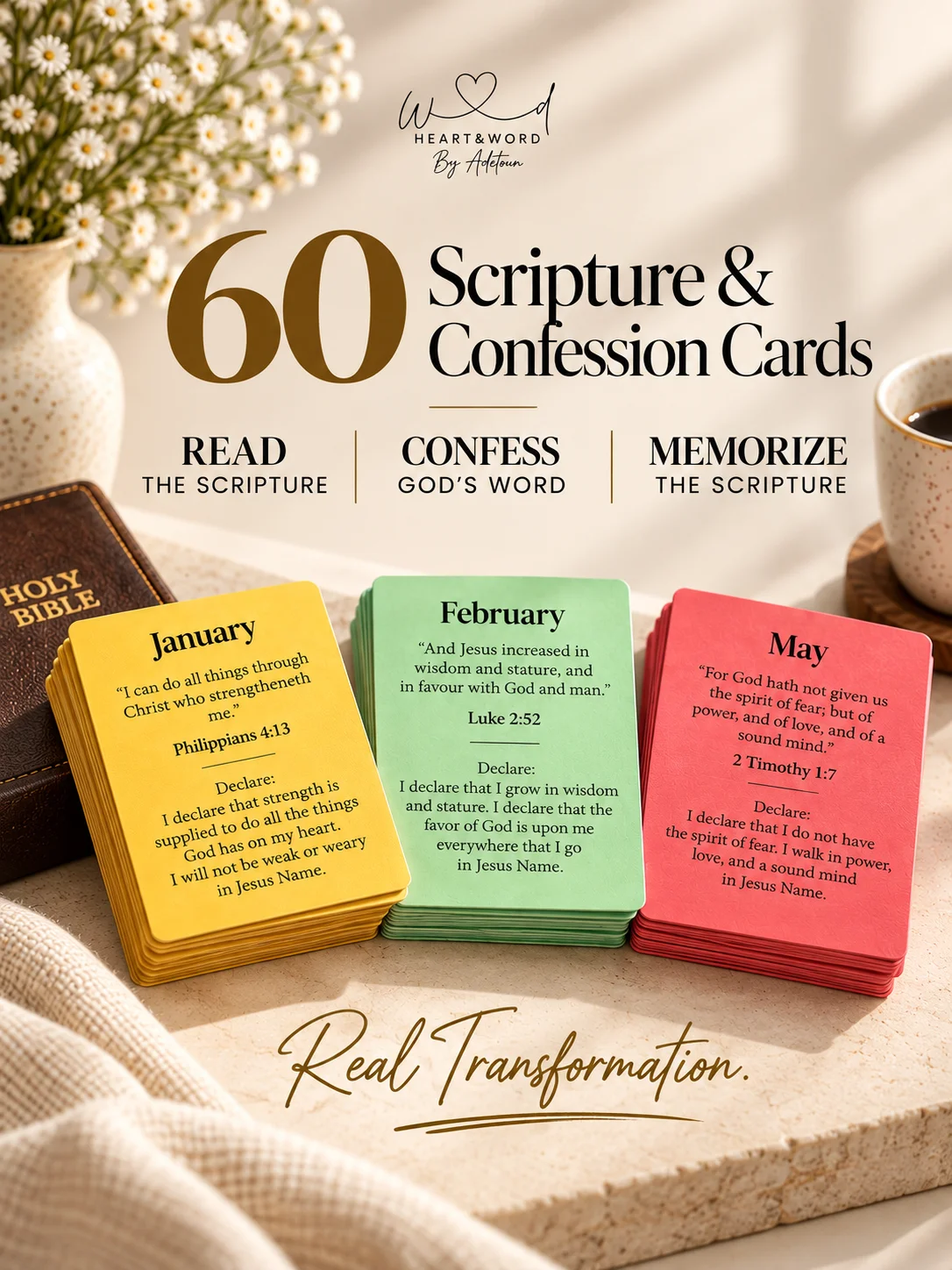 60 Scripture & Confession Cards | Digital Download • Instant Access product image (2)