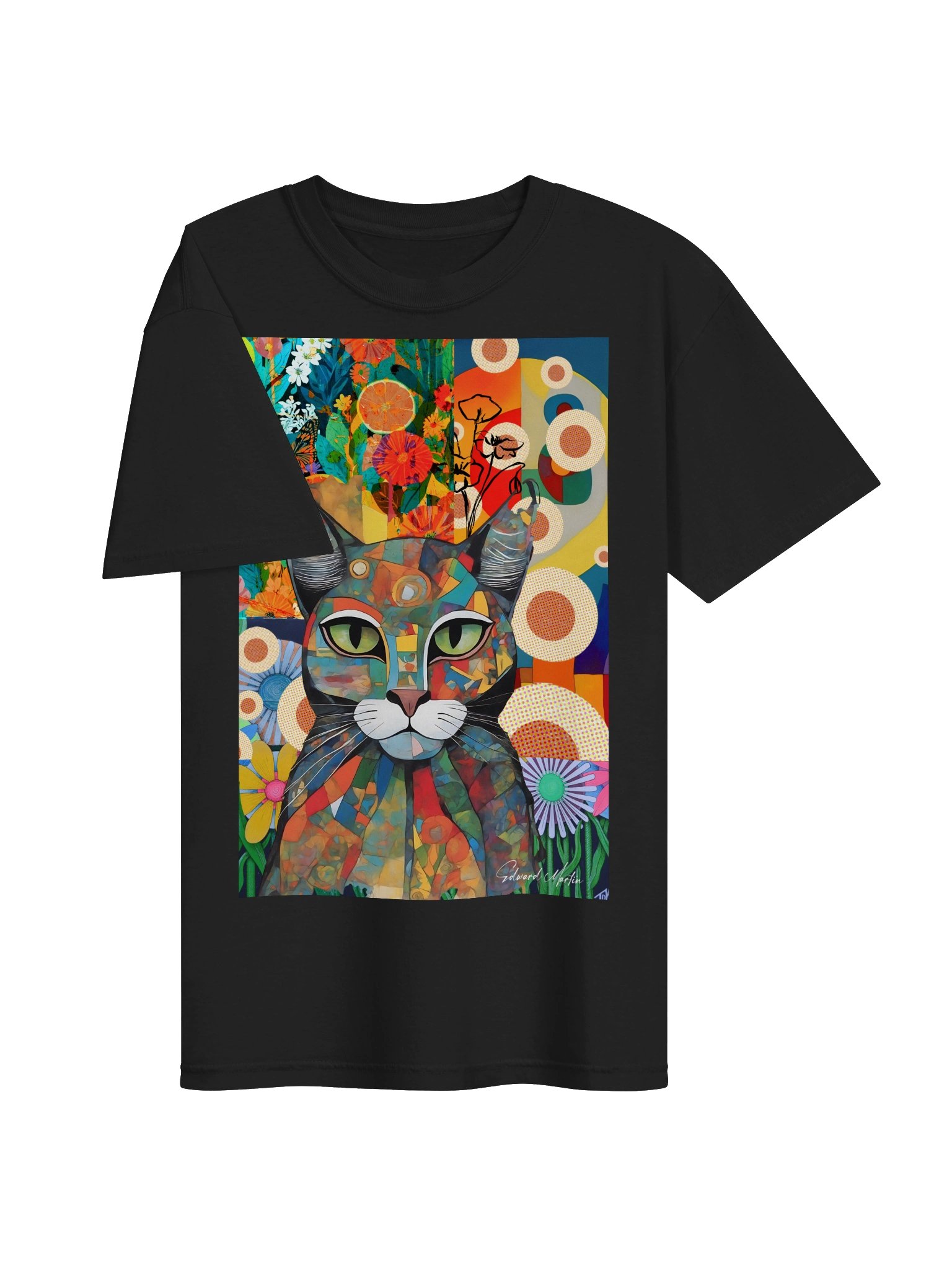 Colorful Mosaic Cat Art Tee by Edward Martin product image (5)