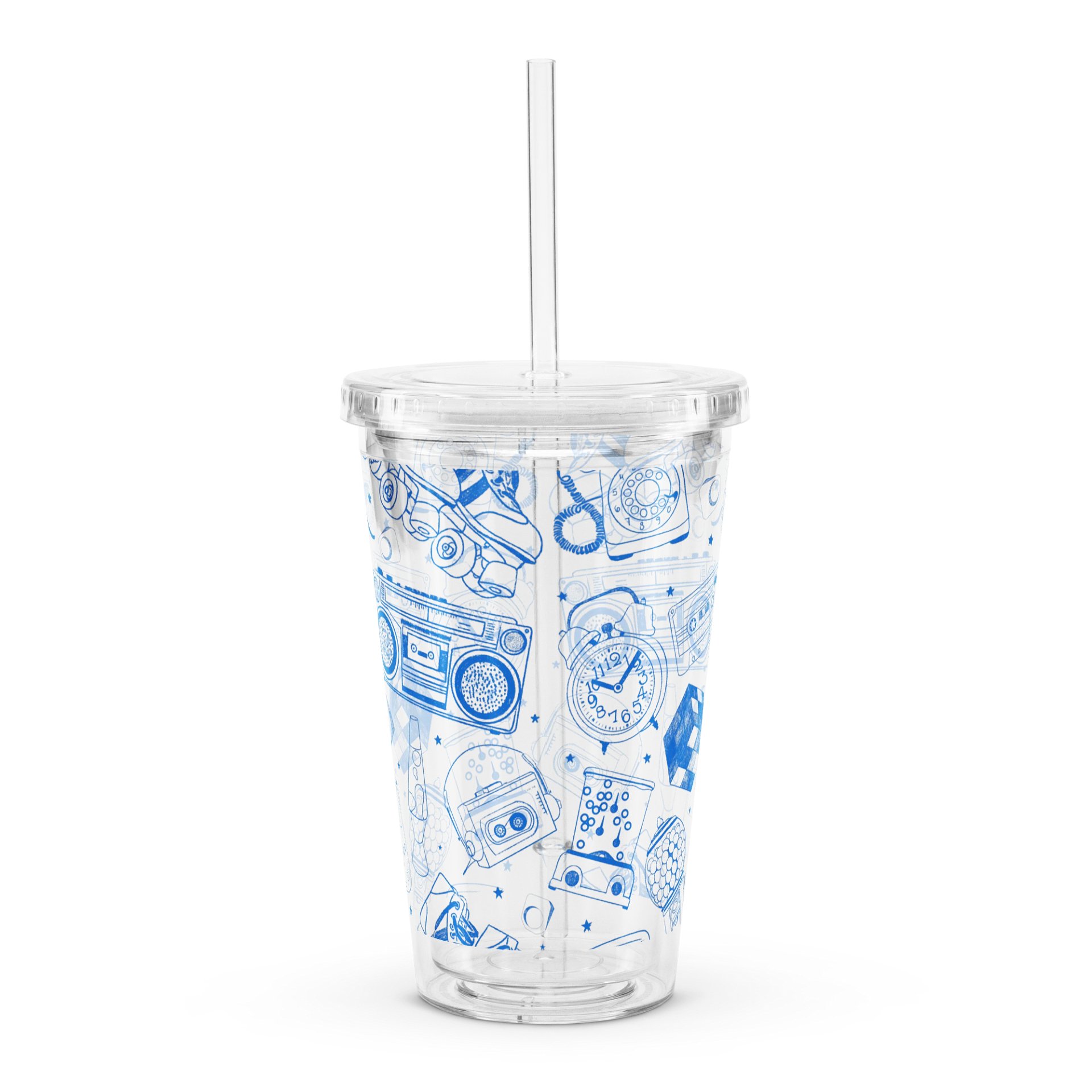 80's Nostalgia Retro Rewind Double Wall Clear Plastic Tumbler (16 oz) product image (3)