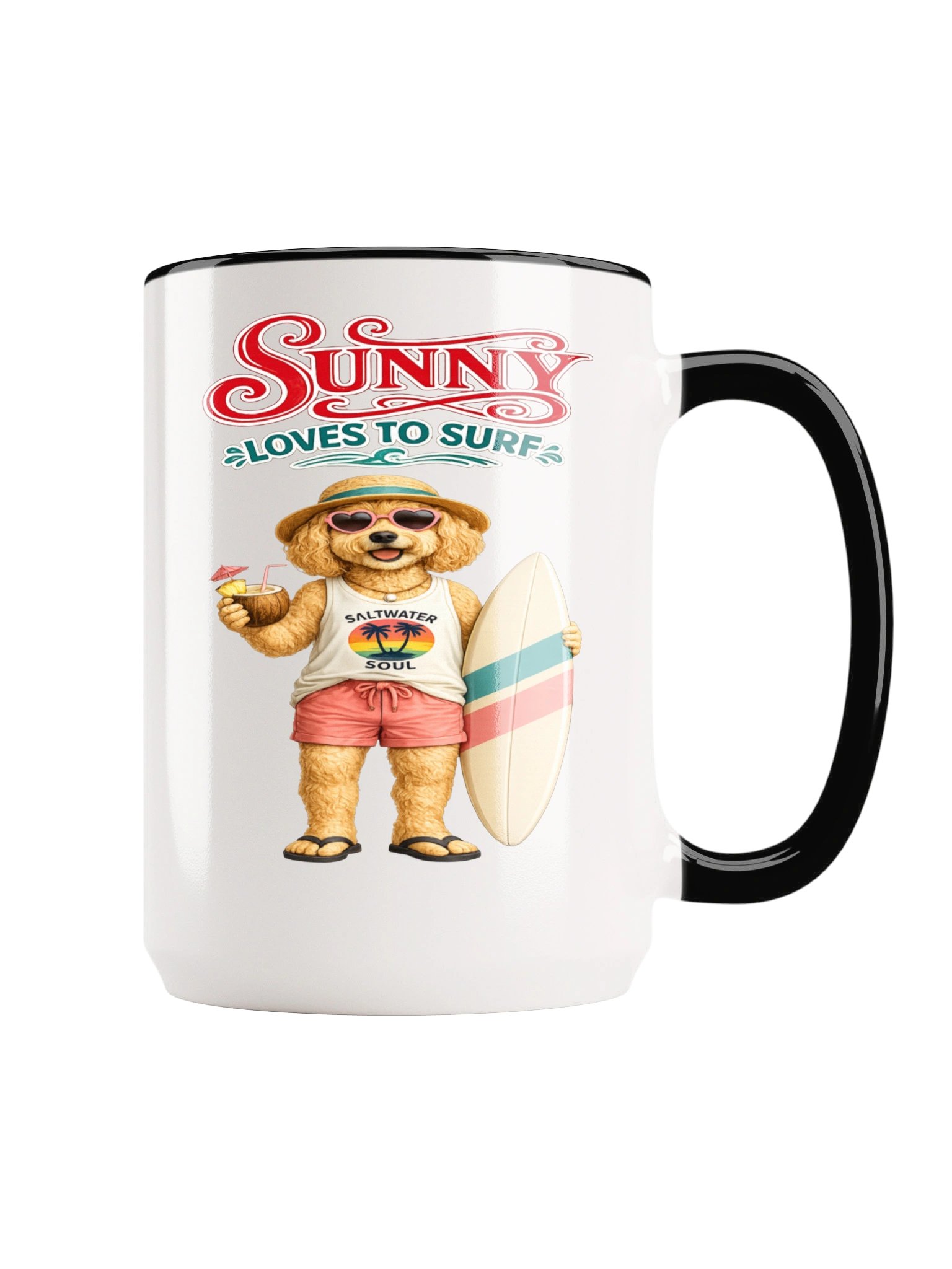 Sunny Loves to Surf Dog Mug product image (3)