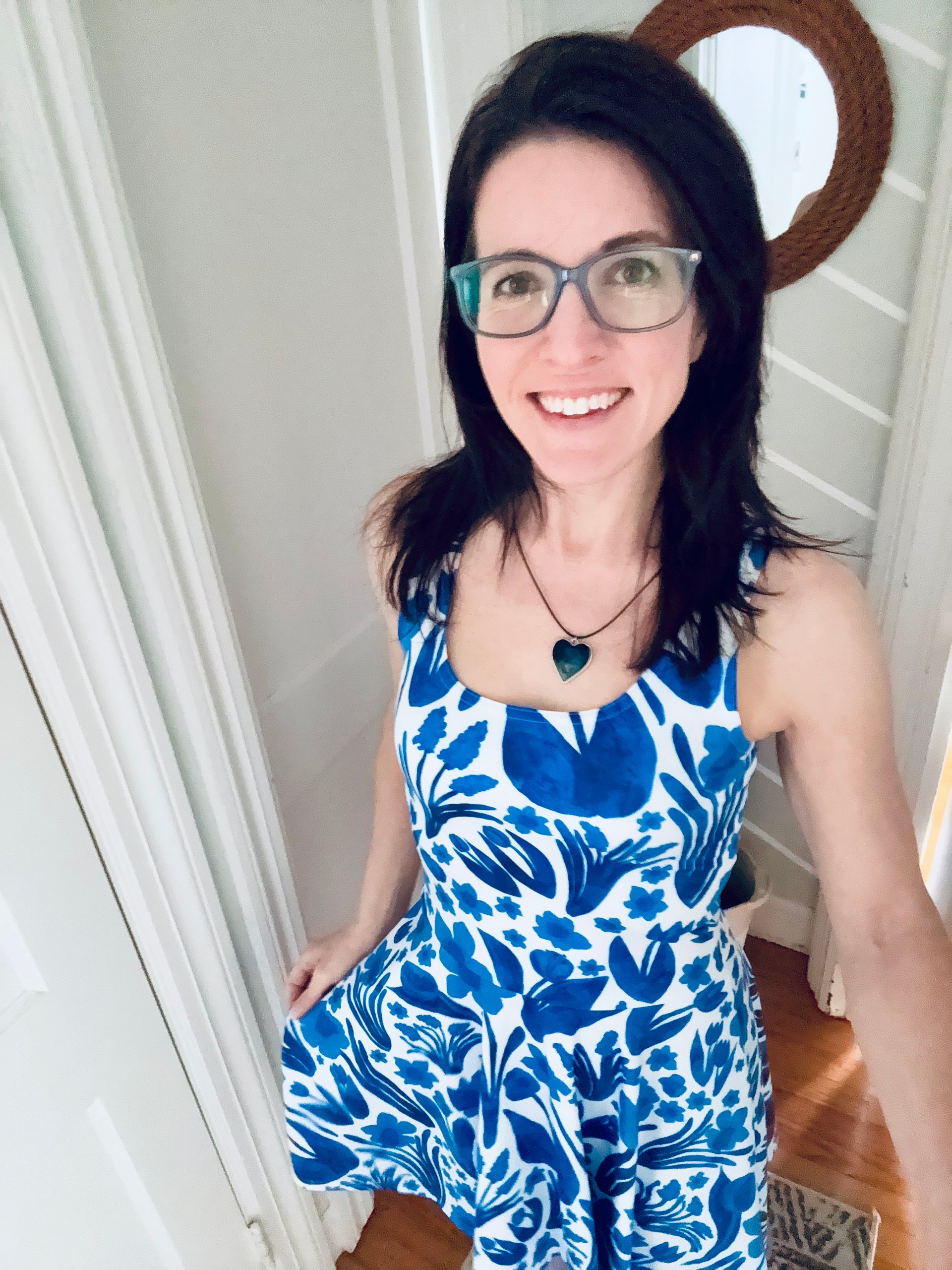 Spring Garden | Blue on White Skater Dress | Monique Faella Designs™ product image (1)